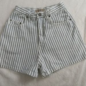 Vintage high waisted striped jean shorts